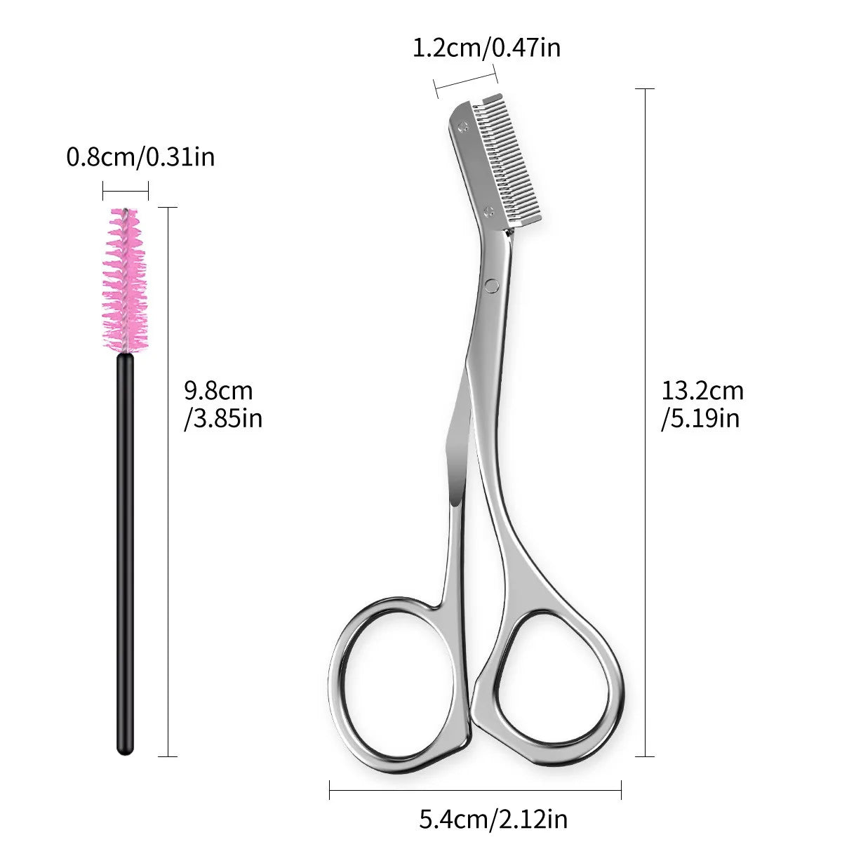 2-Piece Stainless Steel Eyebrow Trimming Tool Set with Comb & Scissors