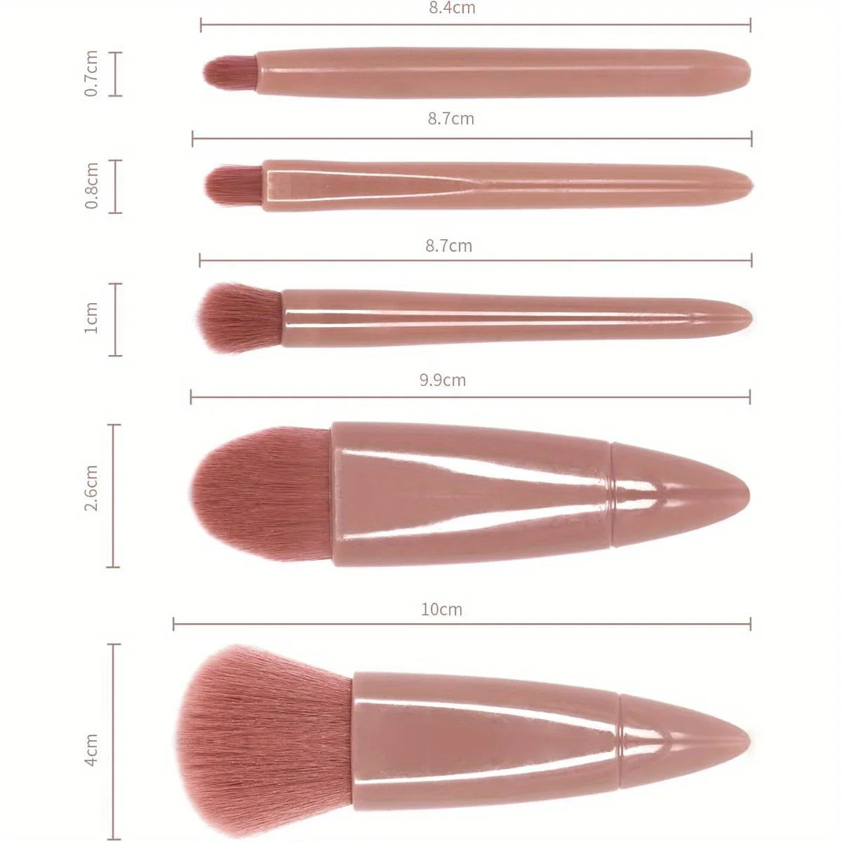 5-Piece Travel Makeup Brush Set with Storage Box
