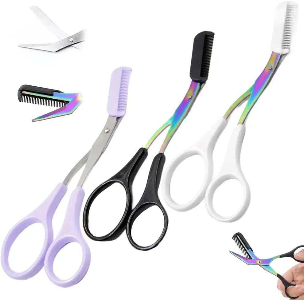 Stainless Steel Eyebrow Trimmer Scissors with Comb