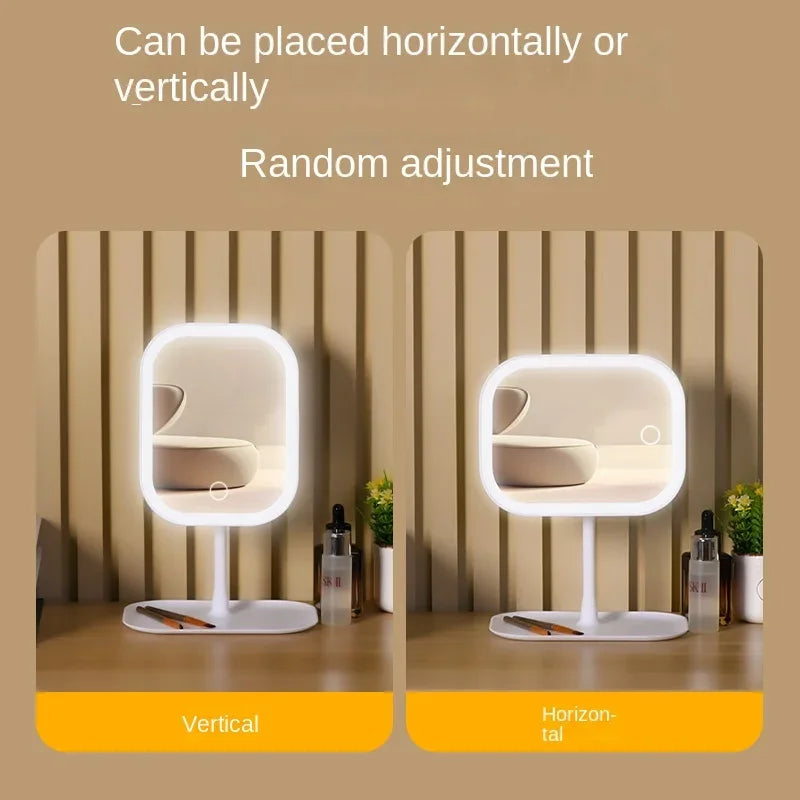 LED Desktop Vanity Mirror with 3-Color Dimmable Light