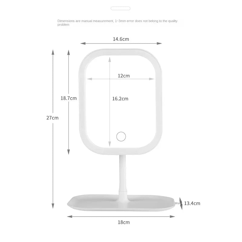 LED Desktop Vanity Mirror with 3-Color Dimmable Light