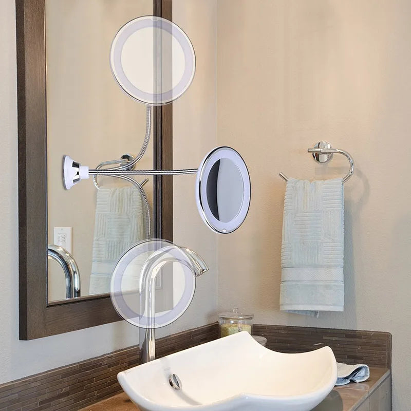 10X Magnifying LED Makeup Mirror with Flexible Gooseneck
