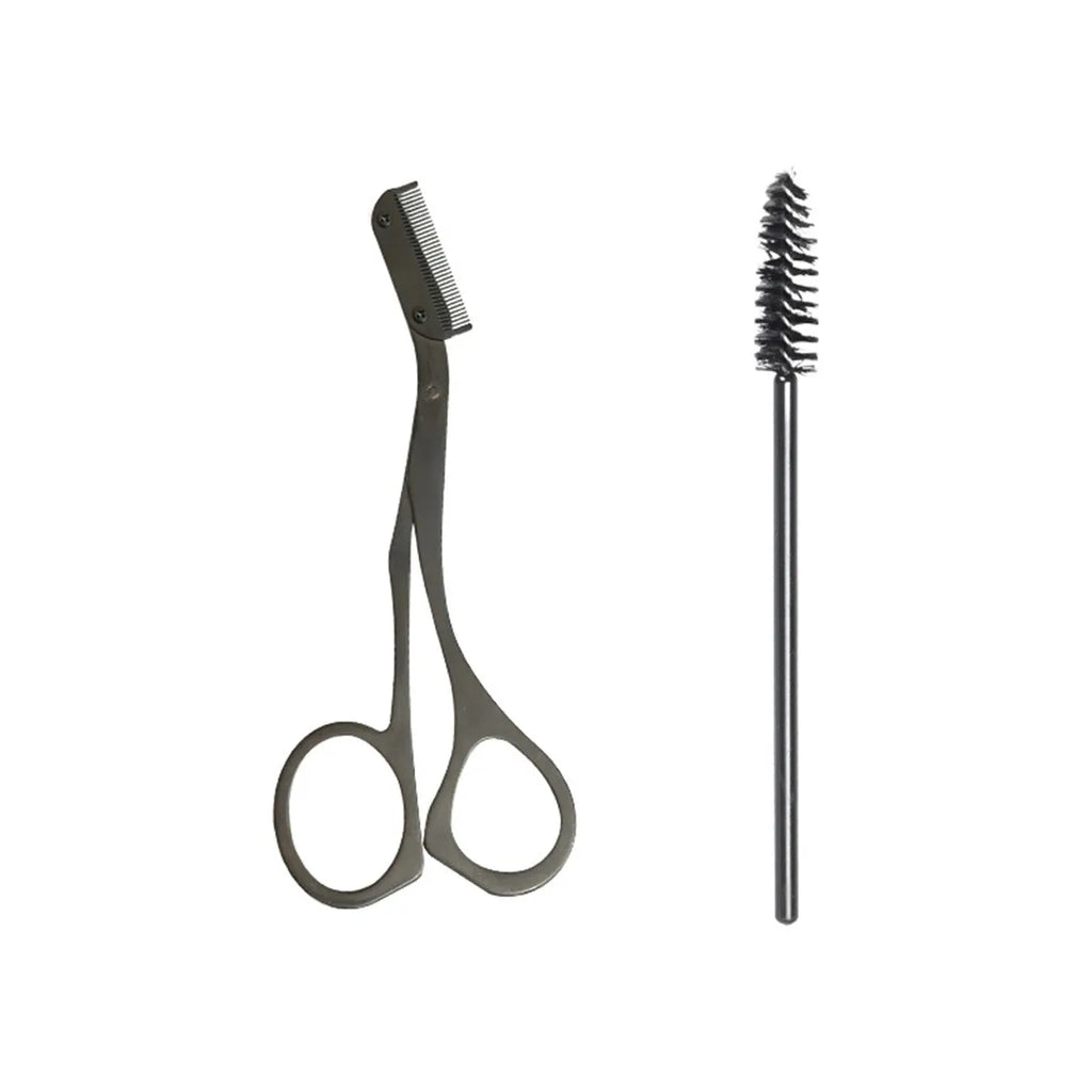 2-Piece Stainless Steel Eyebrow Trimming Tool Set with Comb & Scissors
