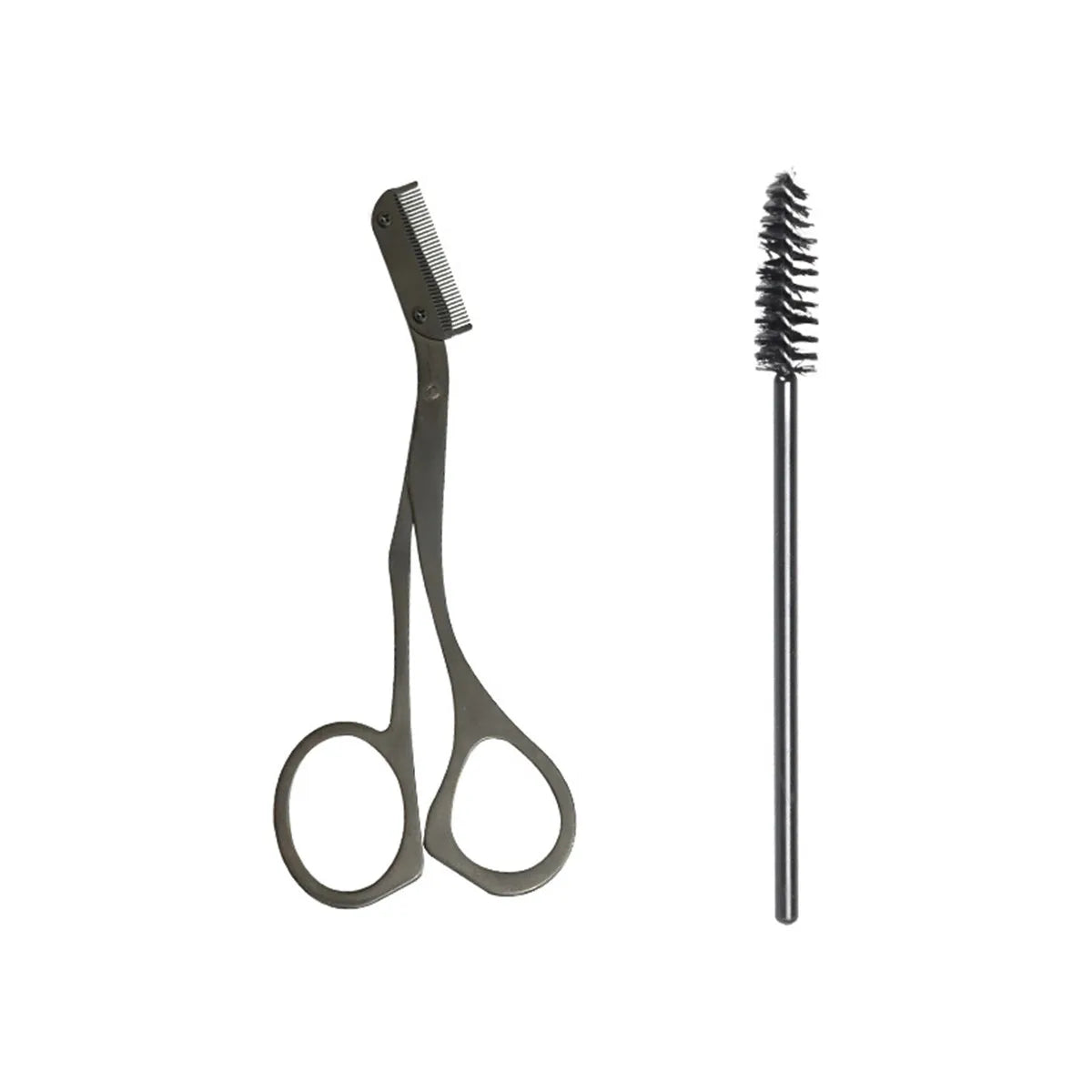 2-Piece Stainless Steel Eyebrow Trimming Tool Set with Comb & Scissors