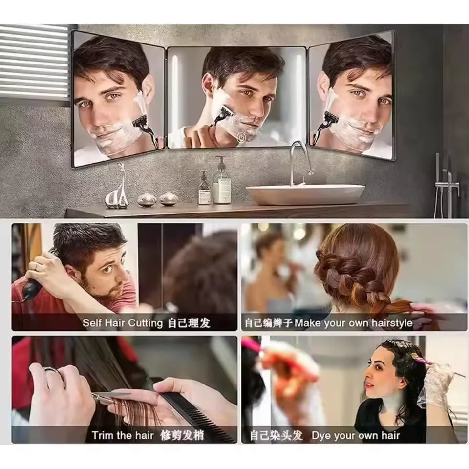 Trifold LED 3-Way Self Haircut & Makeup Mirror