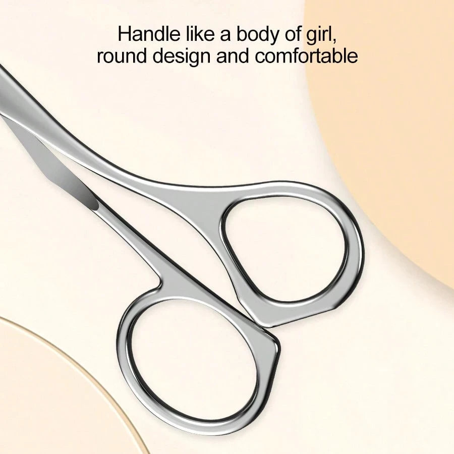 2-Piece Stainless Steel Eyebrow Trimming Tool Set with Comb & Scissors