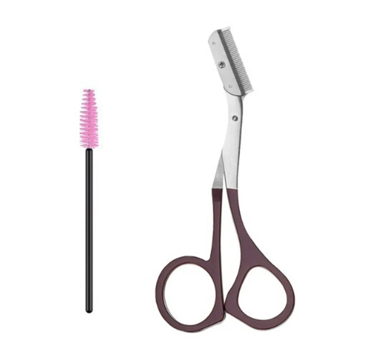 2-Piece Stainless Steel Eyebrow Trimming Tool Set with Comb & Scissors
