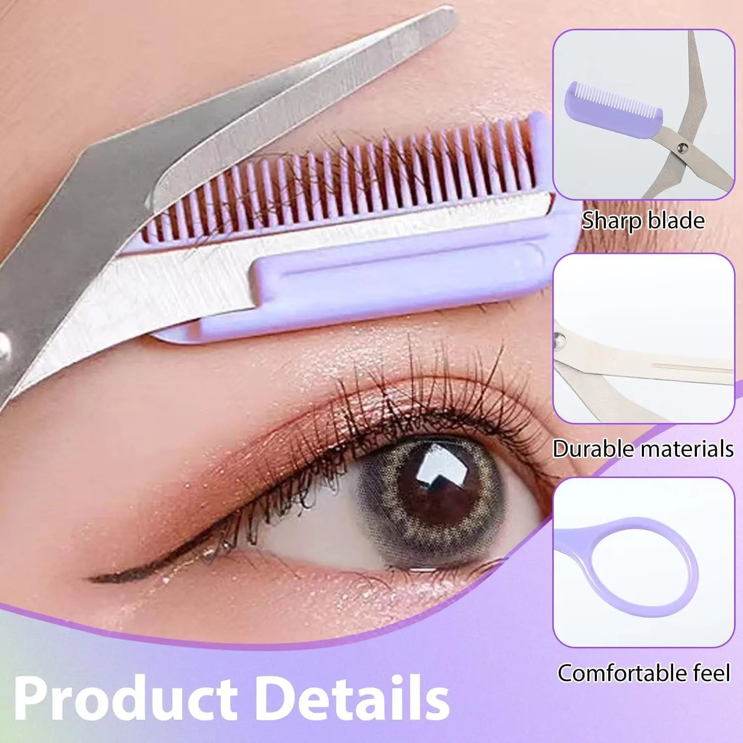Stainless Steel Eyebrow Trimmer Scissors with Comb