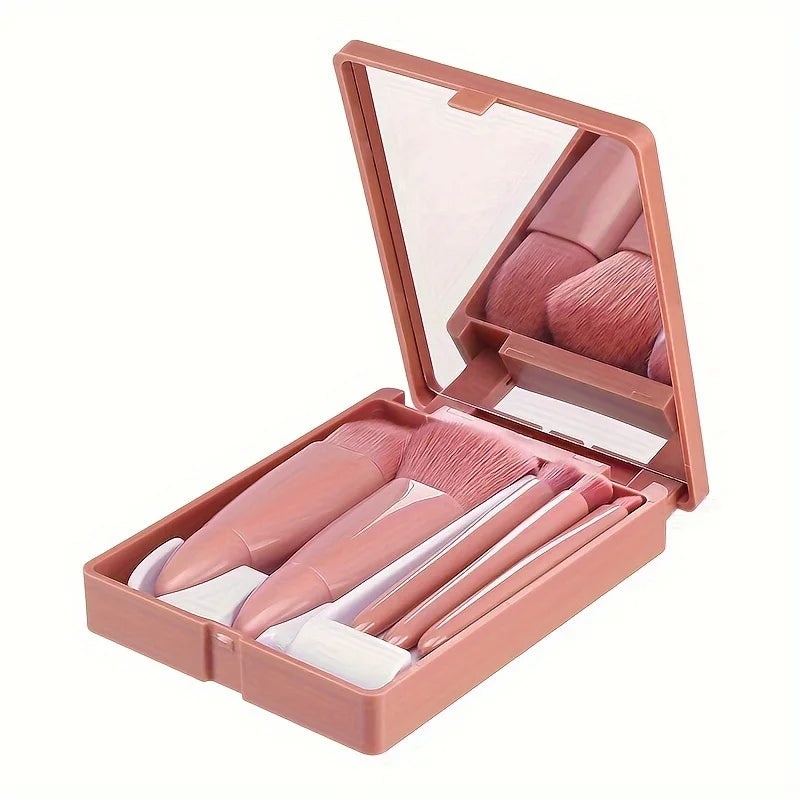 5-Piece Travel Makeup Brush Set with Storage Box