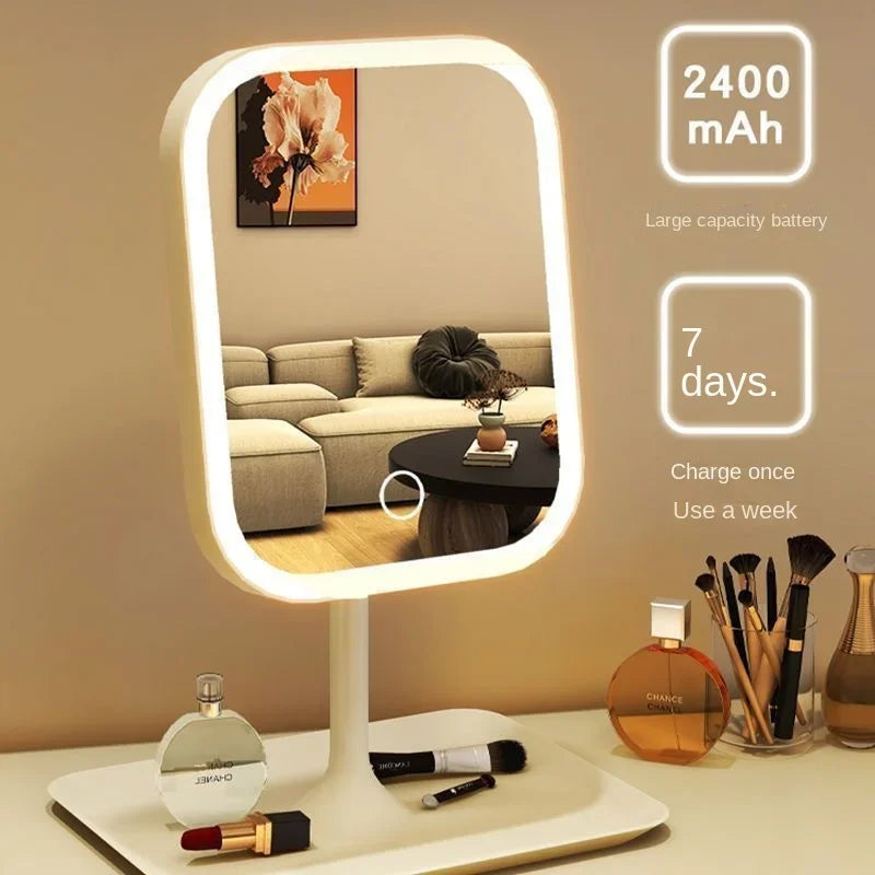 LED Desktop Vanity Mirror with 3-Color Dimmable Light