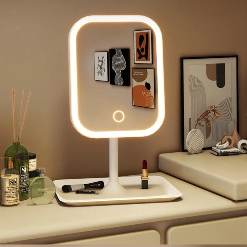 LED Desktop Vanity Mirror with 3-Color Dimmable Light