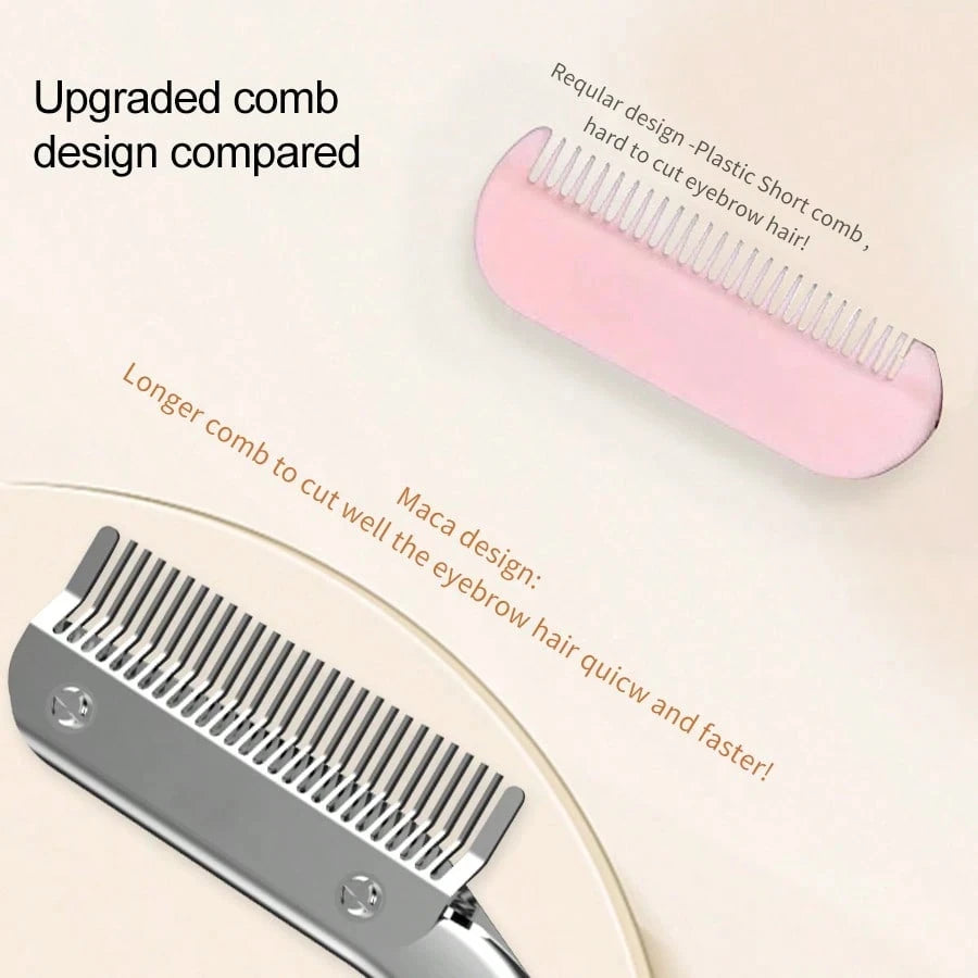 2-Piece Stainless Steel Eyebrow Trimming Tool Set with Comb & Scissors